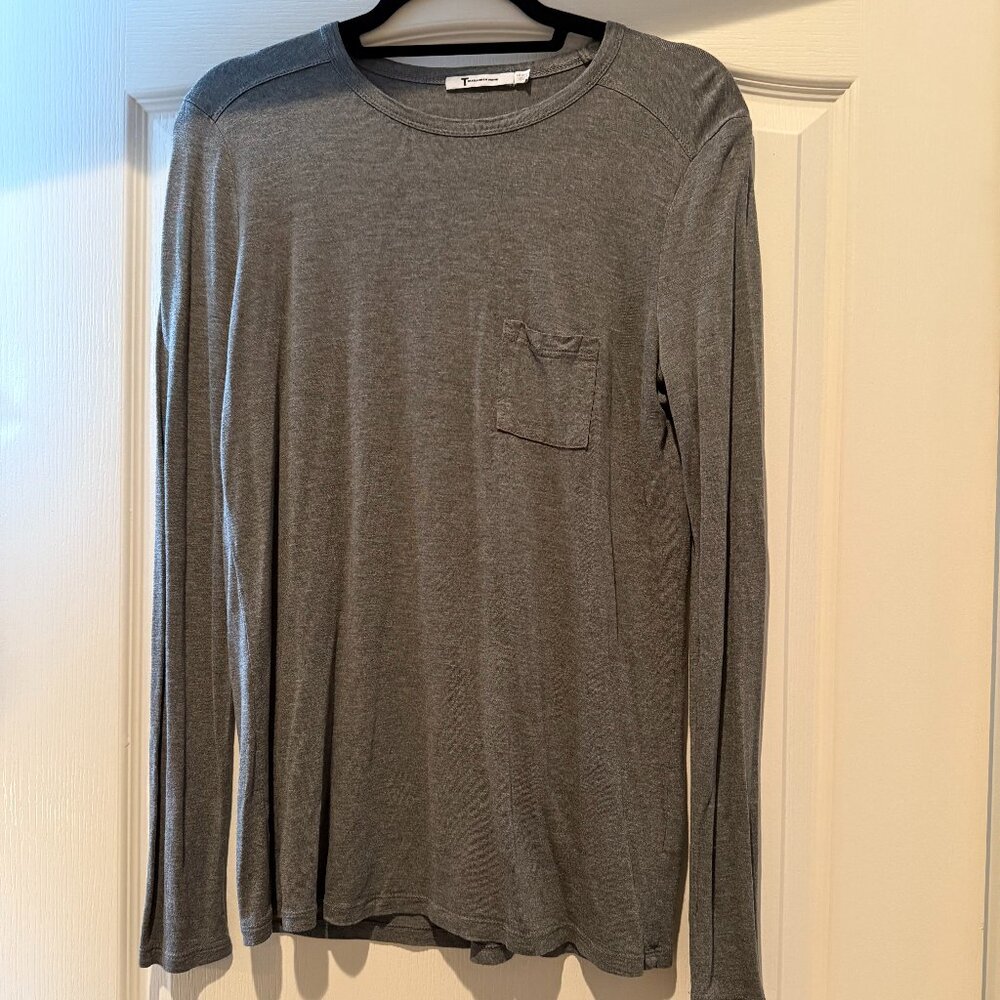 T by Alexander Wang | Crew Neck Jersey Long Sleeve Tee | Charcoal Gray | Size: M